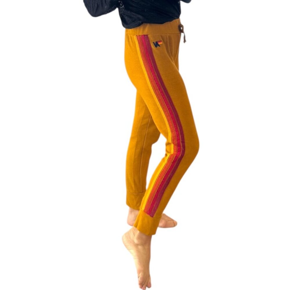 ****SOLD**** 
Aviator Nation goldenrod sweatpants with classic stripes M
